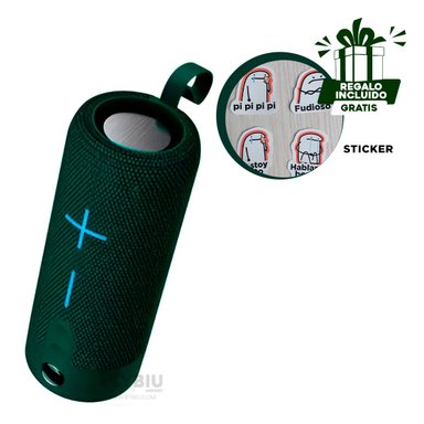 PARLANTE BLUETOOTH RYBIU P1728BT BOCINA COLOR VERDE + BANDERITAS ADHESIVAS - 1
