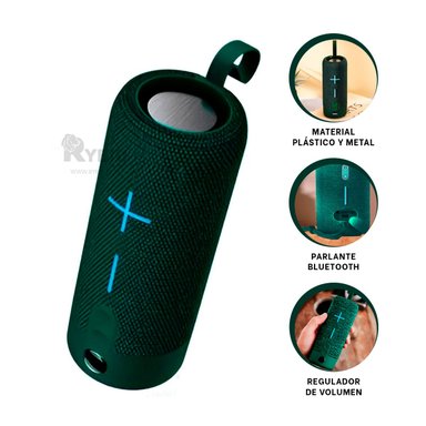 PARLANTE BLUETOOTH RYBIU P1728BT BOCINA COLOR VERDE + BANDERITAS ADHESIVAS - 3
