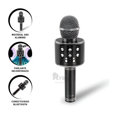 MICRÓFONO RYBIU DURADERO BLUETOOTH NEGRO + GIFT STICKERS - 1