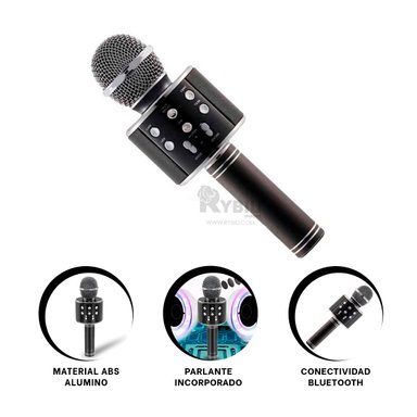 MICRÓFONO RYBIU DURADERO BLUETOOTH NEGRO + GIFT STICKERS - 3