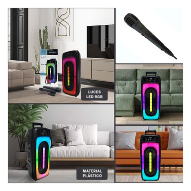 BOCINA RYBIU GTS-1556 BLUETOOTH PORTATIL Y FUNCIONAL EN NEGRO 6.5'' + GIFT STICKERS - 4