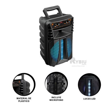 PARLANTE BLUETOOTH RYBIU KTS-1563 BOCINA MODERNA NEGRO 8'' + ENVOLTORIO REGALO - 3