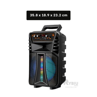 PARLANTE BLUETOOTH RYBIU KTS-1563 BOCINA MODERNA NEGRO 8'' + ENVOLTORIO REGALO - 5