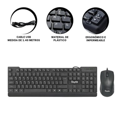 TECLADO RYBIU FC 535 ERGONOMICO CON CABLE USB EN NEGRO + PAPEL REGALO - 4