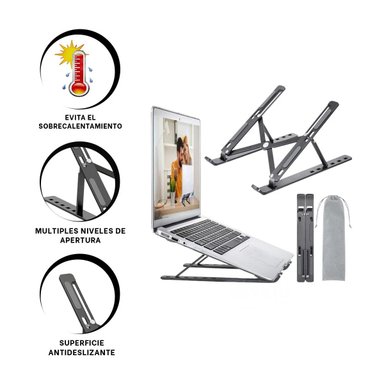 SOPORTE PLEGABLE RYBIU TE31671 ALUMINIO PARA LAPTOP EN COLOR NEGRO - 3