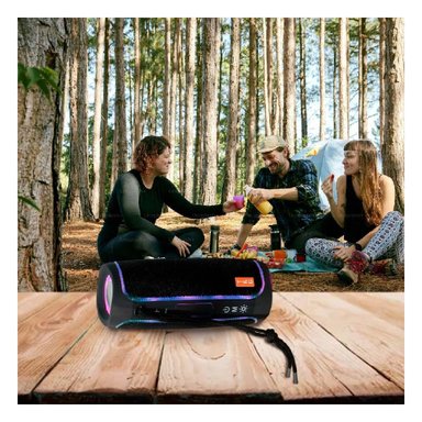 ALTAVOZ BLUETOOTH PORTATIL NEGRO CON SONIDO POTENTE PARA CASA Y REUNIONES - 1