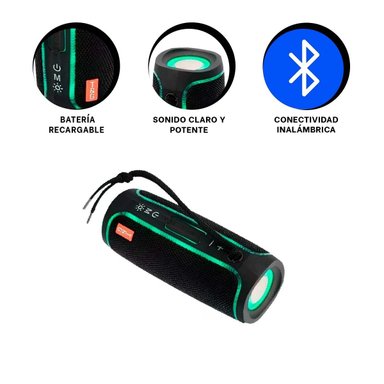 ALTAVOZ BLUETOOTH PORTATIL NEGRO CON SONIDO POTENTE PARA CASA Y REUNIONES - 3