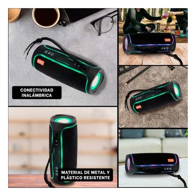 ALTAVOZ BLUETOOTH PORTATIL NEGRO CON SONIDO POTENTE PARA CASA Y REUNIONES - 5