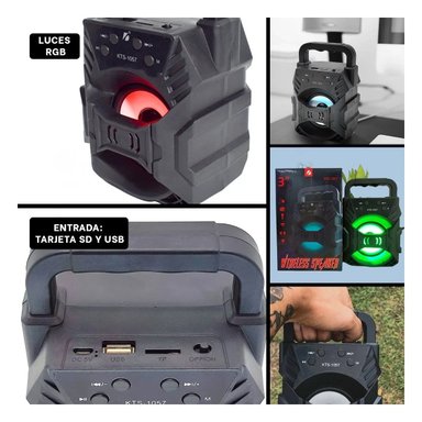 PARLANTE RYBIU KTS-1057 ALTAVOZ ERGONOMICO KTS 1057 COLOR NEGRO + LIGAS REGALO - 5