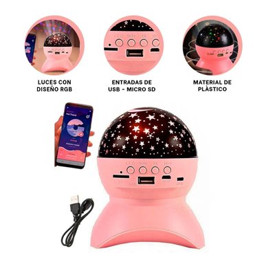 PARLANTE RYBIU TE31653 LAMPARA FORMA LUNA DIVERTIDO COLOR ROSADO - 3