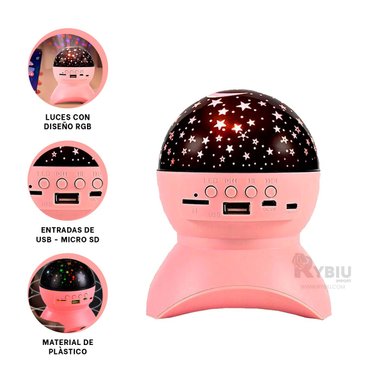 PARLANTE RYBIU TE31653 BOCINA LUCES COLOR ROSADO + BANDERITAS ADHESIVAS - 1