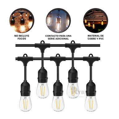 LUCES RYBIU TE32088 NEGRO CADENA LUMINARIA 10M + BANDERITAS ADHESIVAS