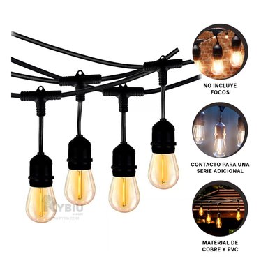 LUCES RYBIU TE32088 NEGRO CADENA 10 METROS + POST-IT ADHESIVOS