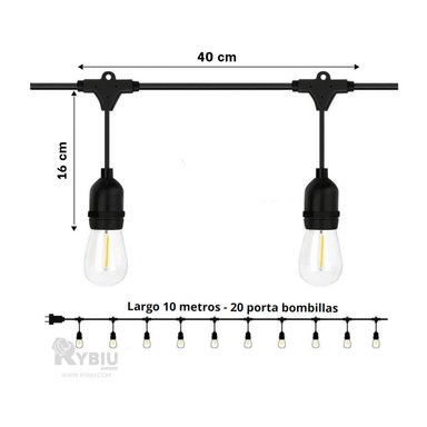 LUCES RYBIU TE32088 NEGRO CADENA BONITA LUZ 10M + REGALO LIGAS PEINAR