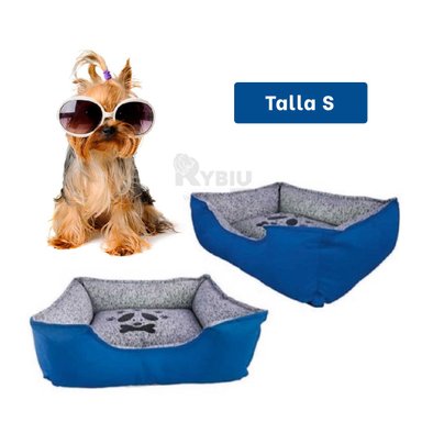 CAMA PERROS MA31037 BASE COMODA DORMIR TALLA S AZUL RYBIU + BANDERITAS ADHESIVAS