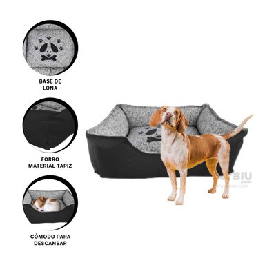 CAMA PERROS MA31035 TALLA M NEGRO RYBIU + PAPEL REGALO