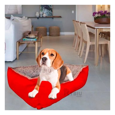 CAMA PERROS MA31036 BASE COMODA DORMIR TALLA M ROJO RYBIU + BANDERITAS ADHESIVAS