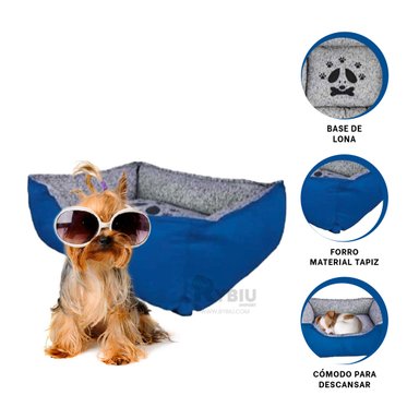 CAMA PERROS MA31037 BASE UTIL COMODA TALLA S AZUL RYBIU + REGALO LIGAS PEINAR