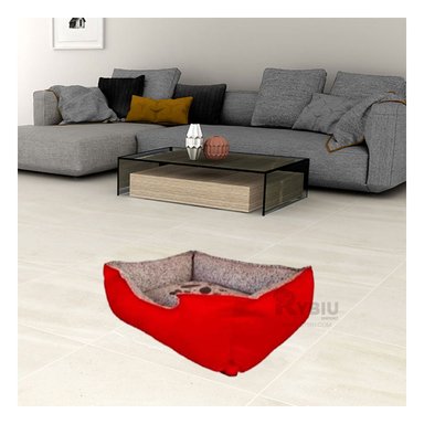 CAMA PERROS MA31036 BASE UTIL COMODA TALLA M ROJO RYBIU + REGALO LIGAS PEINAR