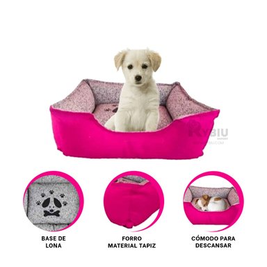 CAMA PERROS MA31038 BASE COMODA DORMIR TALLA S FUCSIA RYBIU + BANDERITAS ADHESIVAS