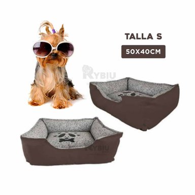 CAMA PERROS MA31039 BASE COMODA DORMIR TALLA S MARRON RYBIU + BANDERITAS ADHESIVAS