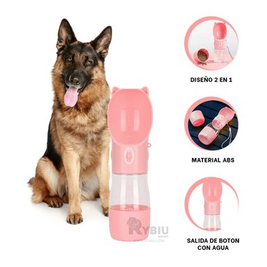 BOTELLA PERRO Y GATO MA29118 RYBIU DISPENSADORA ROSADO + REGALO LIGAS PEINAR - 3