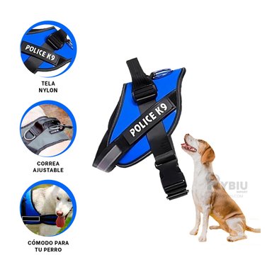 CORREA PERROS MA30972 RYBIU SEGURIDAD CANINO TALLA S AZUL + STICKERS