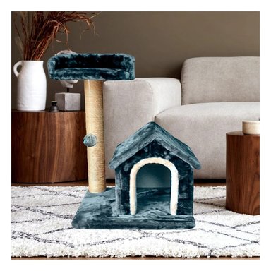 CAMA GATOS MA31118 CON 2 REPISAS MININOS EN AZUL + POST IT ADHESIVOS RYBIU - 3