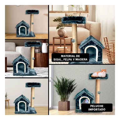 CAMA GATOS MA31118 CON 2 REPISAS MININOS EN AZUL + POST IT ADHESIVOS RYBIU - 5