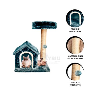CASA GATOS MA31118 CON DOS PLATAFORMAS AZUL + REGALO AGENDITA RYBIU