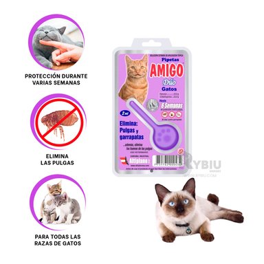 PIPETA GATOS RYBIU ANTIPULGA FUERTE MORADO + GIFT STICKERS