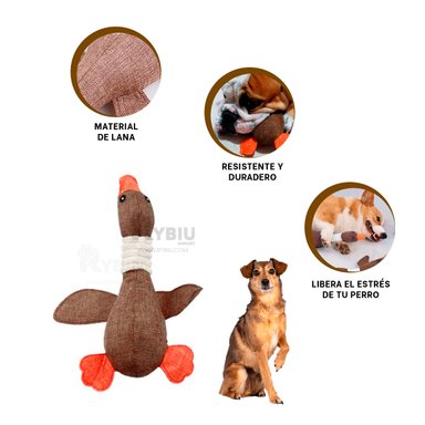 PELUCHE LANA PERROS Y GATOS MA31264 RESISTENTE PATO MARRON + PAPEL REGALO RYBIU