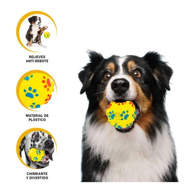BOLA PERROS MA31238 MASCOTAS AMARILLO TALLA L + REGALO STICKERS RYBIU