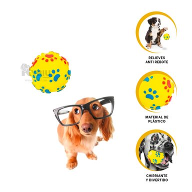 BOLA PERROS MA31238 CON DISEÑO AMARILLO TALLA L + ENVOLTORIO REGALO RYBIU