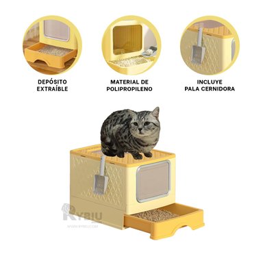 SANITARIO GATOS RYBIU MA32514 MODERNO PET AMARILLO + REGALO AGENDITA