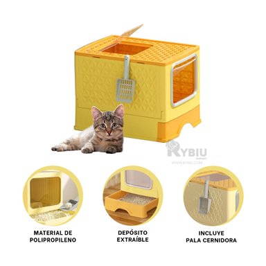 ARENERO GATOS RYBIU MA32514 CAJA ARENA FACIL LIMPIAR AMARILLO + POST-IT ADHESIVOS