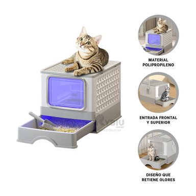 SANITARIO GATOS RYBIU MA32508 MODERNO PET PLOMO + REGALO AGENDITA - 2