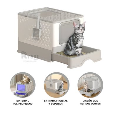 ARENERO GATOS RYBIU MA32508 CAJA ARENA FACIL LIMPIAR PLOMO + POST-IT ADHESIVOS