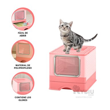 ARENERO GATOS RYBIU MA32512 CAJA ARENA FACIL LIMPIAR ROSADO + POST-IT ADHESIVOS