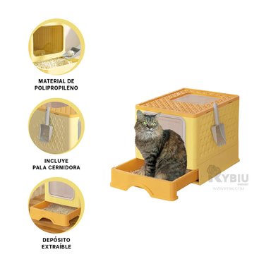 SANITARIO GATOS RYBIU MA32514 VERSATIL EFICAZ AMARILLO + GIFT STICKERS