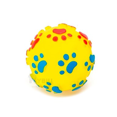 BOLA PERRO MA31238 HUELLITAS AMARILLO EN L + GIFT STICKERS RYBIU