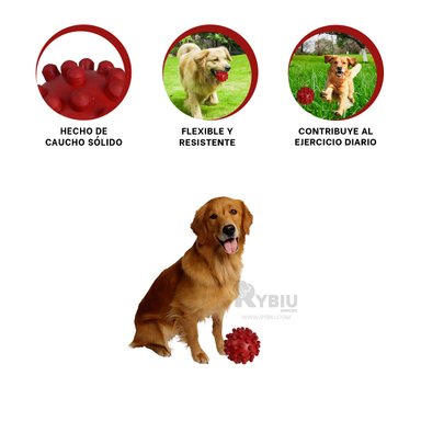 PELOTA CAUCHO PERROS MA31152 ENTRETENER MASCOTA ROJO + REGALO STICKERS RYBIU