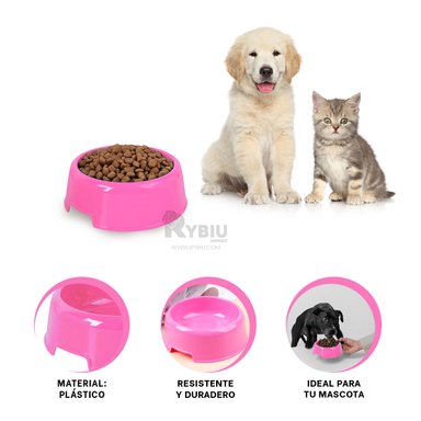 PLATILLO PERRO Y GATO MA31322 RYBIU DINAMICO ROSADO + REGALO LIGAS PEINAR