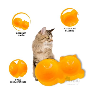 COMEDERO GATO MA31287 RYBIU CON 2 DIVISIONES TALLA M AMARILLO + REGALO STICKERS - 3