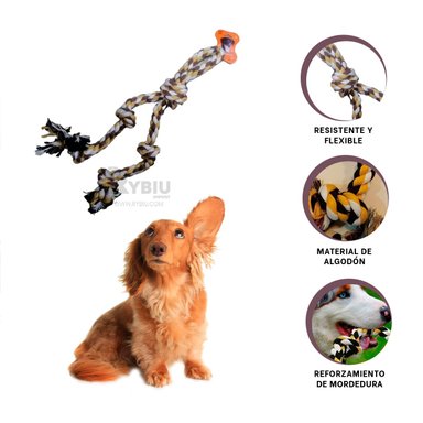 JUGUETE PERROS MA29955 ALGODON DOS NUDOS MARRON + STICKERS RYBIU