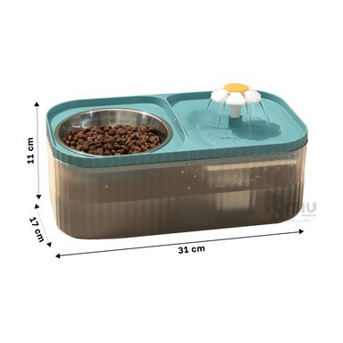 PLATO PERRO Y GATO MA31404 RYBIU DOBLE PET CELESTE + REGALO LIGAS PEINAR