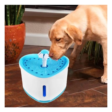 FUENTE AGUA PERRO Y GATO MA31417 RYBIU CORAZON PET PLASTICO CELESTE