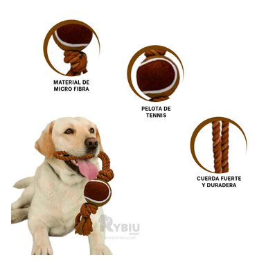 CUERDA PERROS MA31356 PELOTA TENNIS MARRON + ENVOLTORIO REGALO RYBIU