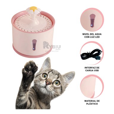 BEBEDERO PERRO Y GATO MA31410 RYBIU SOLIDO AGUA ROSADO + ENVOLTORIO REGALO