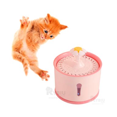 BEBEDERO PERRO Y GATO MA31410 RYBIU MANANTIAL PLASTICO ROSADO + BANDERITAS ADHESIVAS